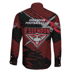 Essendon Football Club Family Matching Short Sleeve Bodycon Dress and Hawaiian Shirt Bombers Muscular Mascot Graphic - Abstract Paint Splatter Art