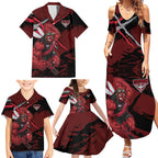 Essendon Football Club Family Matching Summer Maxi Dress and Hawaiian Shirt Bombers Muscular Mascot Graphic - Abstract Paint Splatter Art