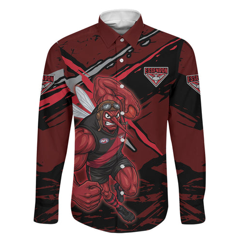 Essendon Football Club Family Matching Tank Maxi Dress and Hawaiian Shirt Bombers Muscular Mascot Graphic - Abstract Paint Splatter Art