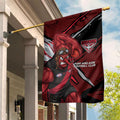 Essendon Football Club Garden Flag Bombers Muscular Mascot Graphic - Abstract Paint Splatter Art