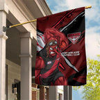 Essendon Football Club Garden Flag Bombers Muscular Mascot Graphic - Abstract Paint Splatter Art