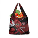 Essendon Football Club Grocery Bag Bombers Muscular Mascot Graphic - Abstract Paint Splatter Art