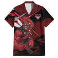 Essendon Football Club Hawaiian Shirt Bombers Muscular Mascot Graphic - Abstract Paint Splatter Art