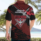 Essendon Football Club Hawaiian Shirt Bombers Muscular Mascot Graphic - Abstract Paint Splatter Art