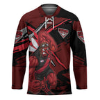 Essendon Football Club Hockey Jersey Bombers Muscular Mascot Graphic - Abstract Paint Splatter Art