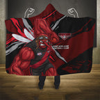 Essendon Football Club Hooded Blanket Bombers Muscular Mascot Graphic - Abstract Paint Splatter Art