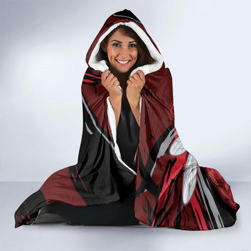 Essendon Football Club Hooded Blanket Bombers Muscular Mascot Graphic - Abstract Paint Splatter Art
