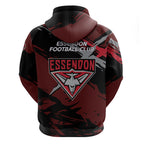 Essendon Football Club Hoodie Bombers Muscular Mascot Graphic - Abstract Paint Splatter Art
