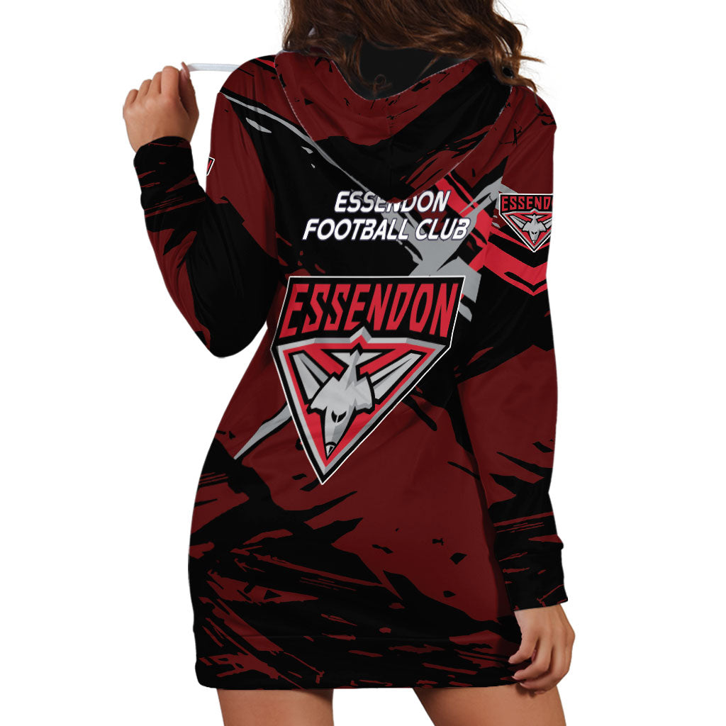 Essendon Football Club Hoodie Dress Bombers Muscular Mascot Graphic - Abstract Paint Splatter Art