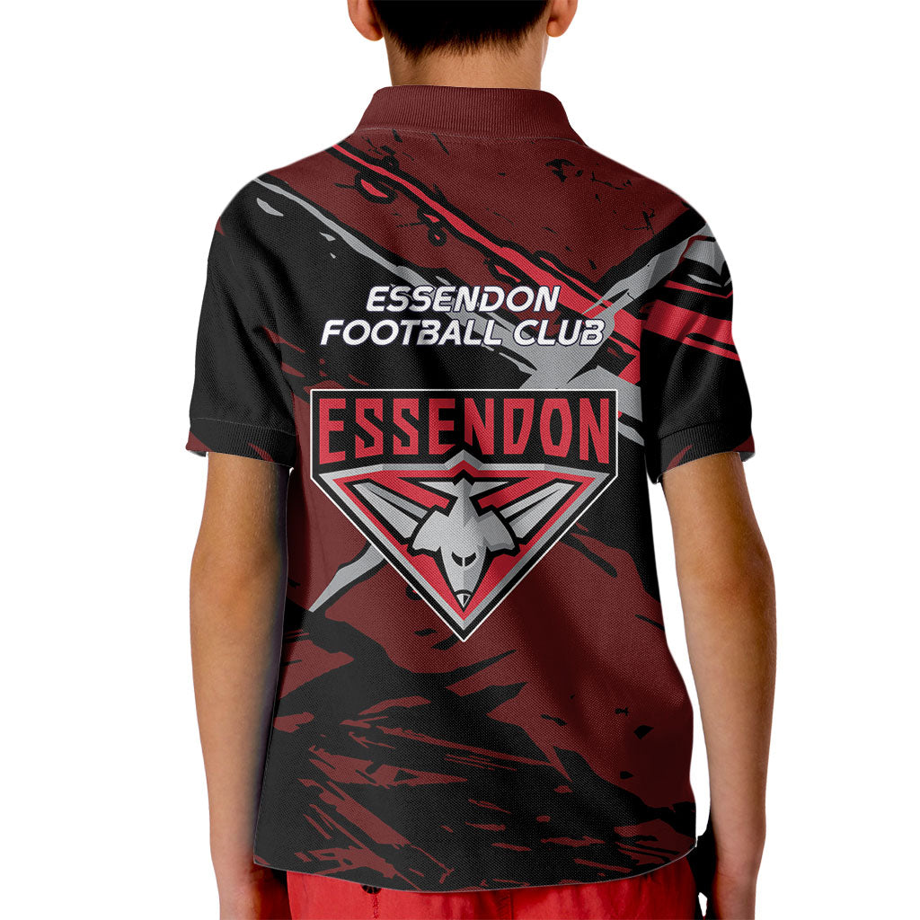 Essendon Football Club Kid Polo Shirt Bombers Muscular Mascot Graphic - Abstract Paint Splatter Art