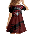 Essendon Football Club Kid Short Sleeve Dress Bombers Muscular Mascot Graphic - Abstract Paint Splatter Art
