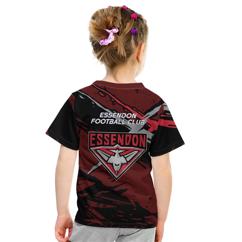 Essendon Football Club Kid T Shirt Bombers Muscular Mascot Graphic - Abstract Paint Splatter Art
