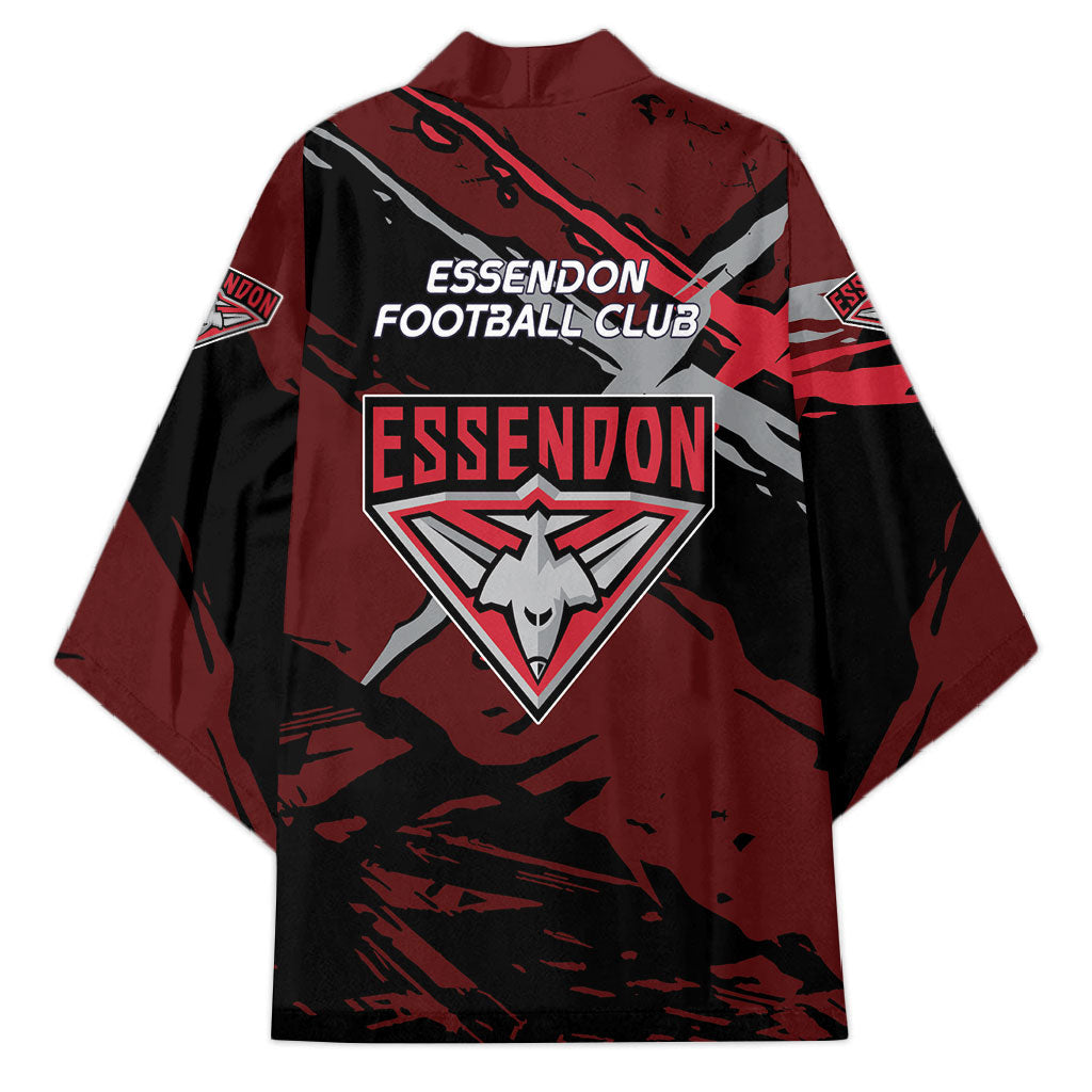 Essendon Football Club Kimono Bombers Muscular Mascot Graphic - Abstract Paint Splatter Art