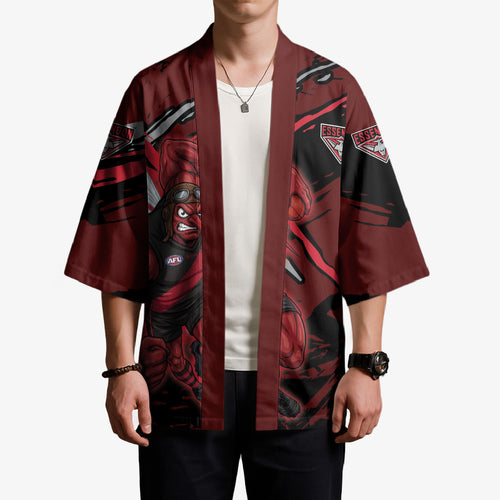 Essendon Football Club Kimono Bombers Muscular Mascot Graphic - Abstract Paint Splatter Art