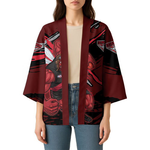 Essendon Football Club Kimono Bombers Muscular Mascot Graphic - Abstract Paint Splatter Art