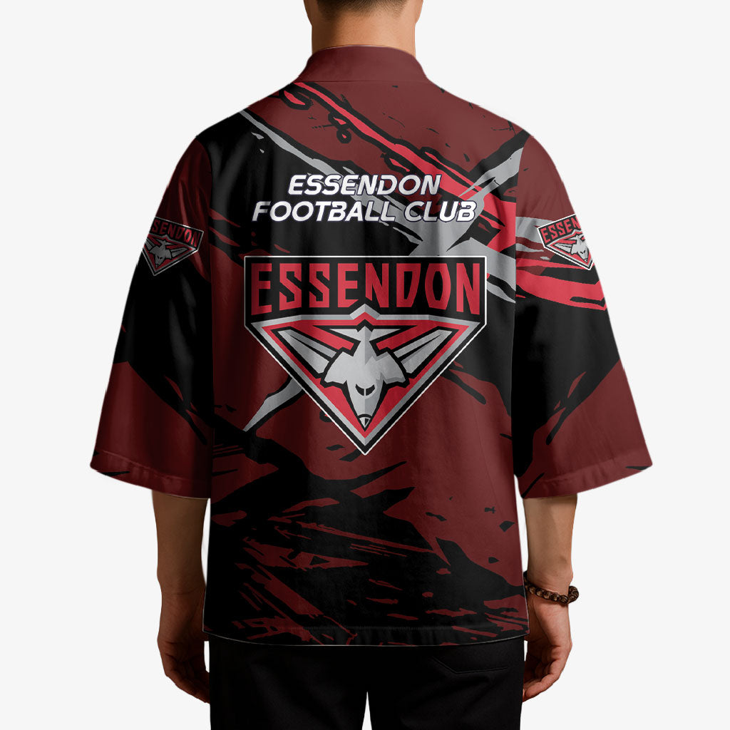Essendon Football Club Kimono Bombers Muscular Mascot Graphic - Abstract Paint Splatter Art