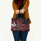 Essendon Football Club Leather Bag Bombers Muscular Mascot Graphic - Abstract Paint Splatter Art