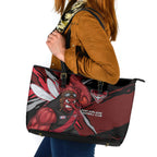 Essendon Football Club Leather Tote Bag Bombers Muscular Mascot Graphic - Abstract Paint Splatter Art