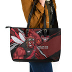 Essendon Football Club Leather Tote Bag Bombers Muscular Mascot Graphic - Abstract Paint Splatter Art