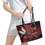 Essendon Football Club Leather Tote Bag Bombers Muscular Mascot Graphic - Abstract Paint Splatter Art