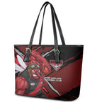 Essendon Football Club Leather Tote Bag Bombers Muscular Mascot Graphic - Abstract Paint Splatter Art