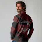 Essendon Football Club Long Sleeve Polo Shirt Bombers Muscular Mascot Graphic - Abstract Paint Splatter Art
