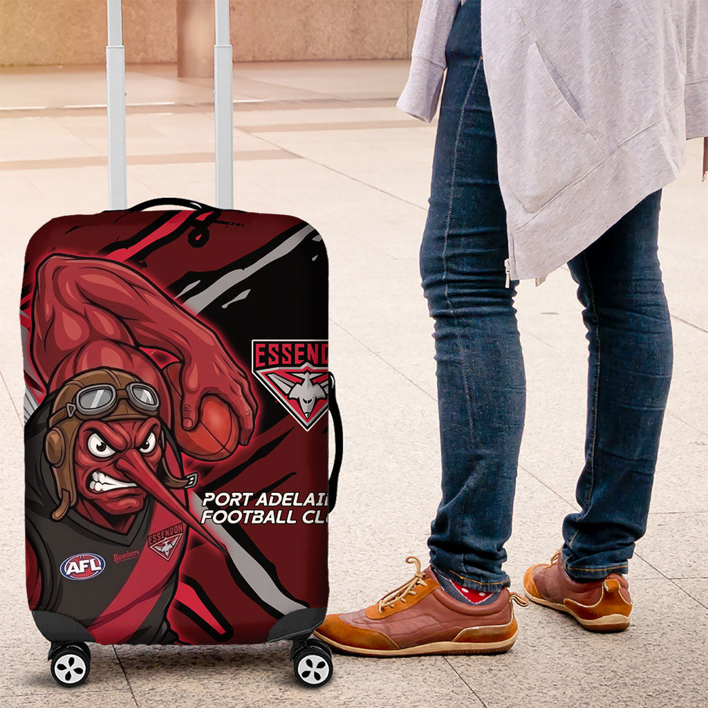 Essendon Football Club Luggage Cover Bombers Muscular Mascot Graphic - Abstract Paint Splatter Art