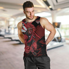 Essendon Football Club Men Tank Top Bombers Muscular Mascot Graphic - Abstract Paint Splatter Art