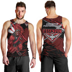 Essendon Football Club Men Tank Top Bombers Muscular Mascot Graphic - Abstract Paint Splatter Art