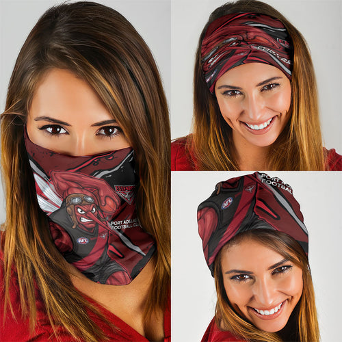 Essendon Football Club Neck Gaiter Bombers Muscular Mascot Graphic - Abstract Paint Splatter Art