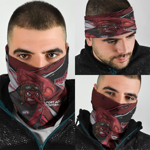 Essendon Football Club Neck Gaiter Bombers Muscular Mascot Graphic - Abstract Paint Splatter Art
