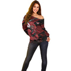 Essendon Football Club Off Shoulder Sweater Bombers Muscular Mascot Graphic - Abstract Paint Splatter Art
