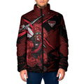 Essendon Football Club Padded Jacket Bombers Muscular Mascot Graphic - Abstract Paint Splatter Art