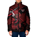 Essendon Football Club Padded Jacket Bombers Muscular Mascot Graphic - Abstract Paint Splatter Art