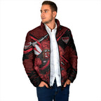 Essendon Football Club Padded Jacket Bombers Muscular Mascot Graphic - Abstract Paint Splatter Art