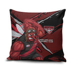 Essendon Football Club Pillow Cover Bombers Muscular Mascot Graphic - Abstract Paint Splatter Art