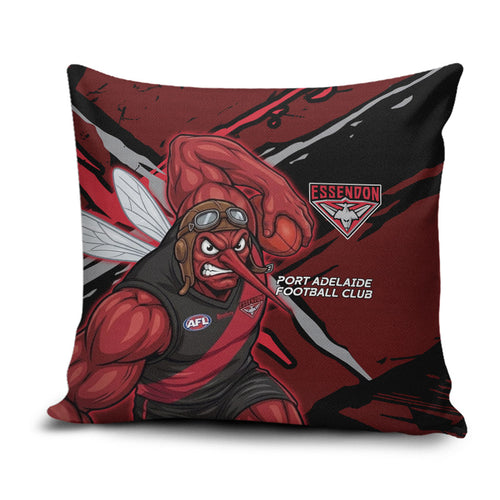 Essendon Football Club Pillow Cover Bombers Muscular Mascot Graphic - Abstract Paint Splatter Art