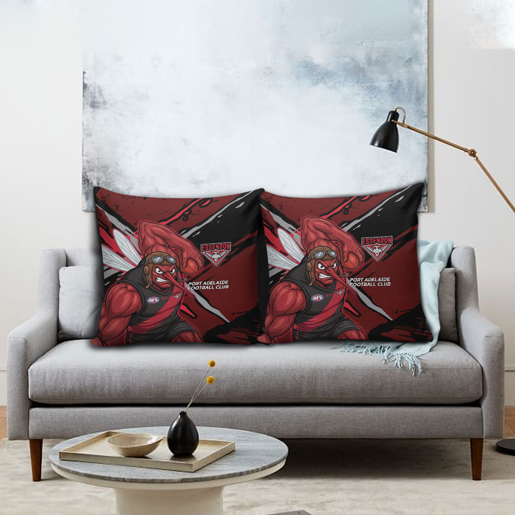 Essendon Football Club Pillow Cover Bombers Muscular Mascot Graphic - Abstract Paint Splatter Art