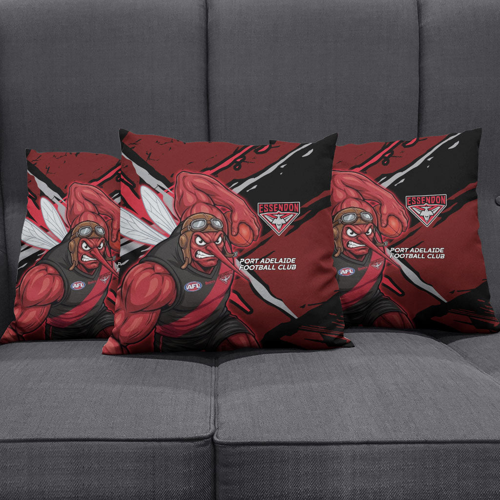 Essendon Football Club Pillow Cover Bombers Muscular Mascot Graphic - Abstract Paint Splatter Art