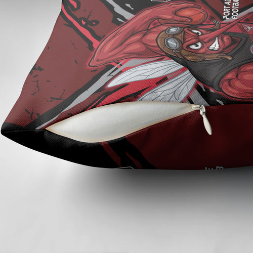 Essendon Football Club Pillow Cover Bombers Muscular Mascot Graphic - Abstract Paint Splatter Art