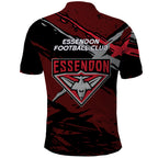 Essendon Football Club Polo Shirt Bombers Muscular Mascot Graphic - Abstract Paint Splatter Art