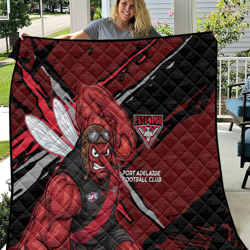 Essendon Football Club Quilt Bombers Muscular Mascot Graphic - Abstract Paint Splatter Art