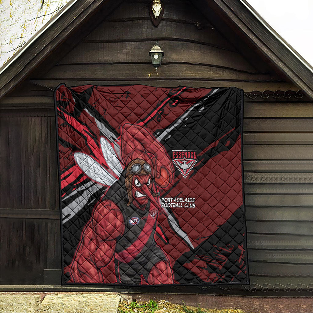 Essendon Football Club Quilt Bombers Muscular Mascot Graphic - Abstract Paint Splatter Art