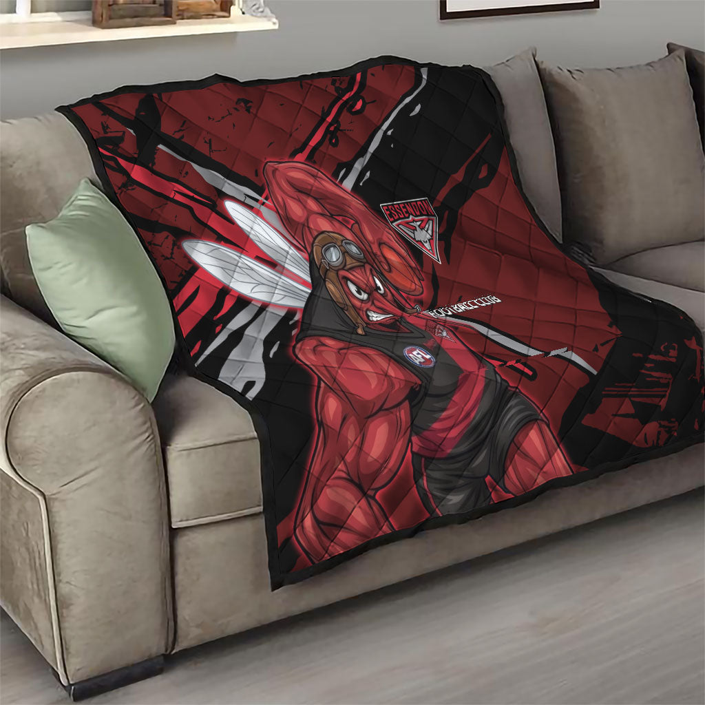Essendon Football Club Quilt Bombers Muscular Mascot Graphic - Abstract Paint Splatter Art
