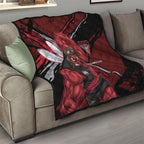 Essendon Football Club Quilt Bombers Muscular Mascot Graphic - Abstract Paint Splatter Art