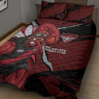 Essendon Football Club Quilt Bed Set Bombers Muscular Mascot Graphic - Abstract Paint Splatter Art