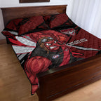Essendon Football Club Quilt Bed Set Bombers Muscular Mascot Graphic - Abstract Paint Splatter Art