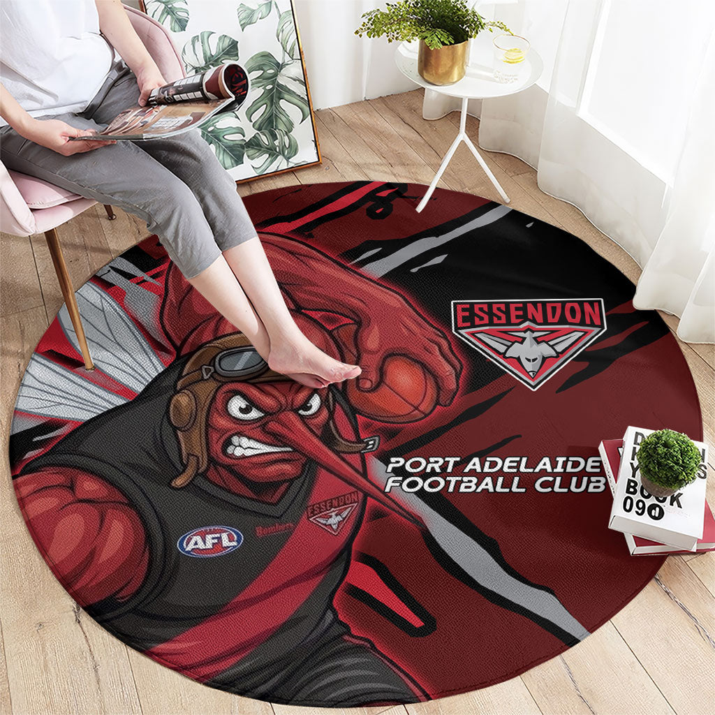 Essendon Football Club Round Carpet Bombers Muscular Mascot Graphic - Abstract Paint Splatter Art