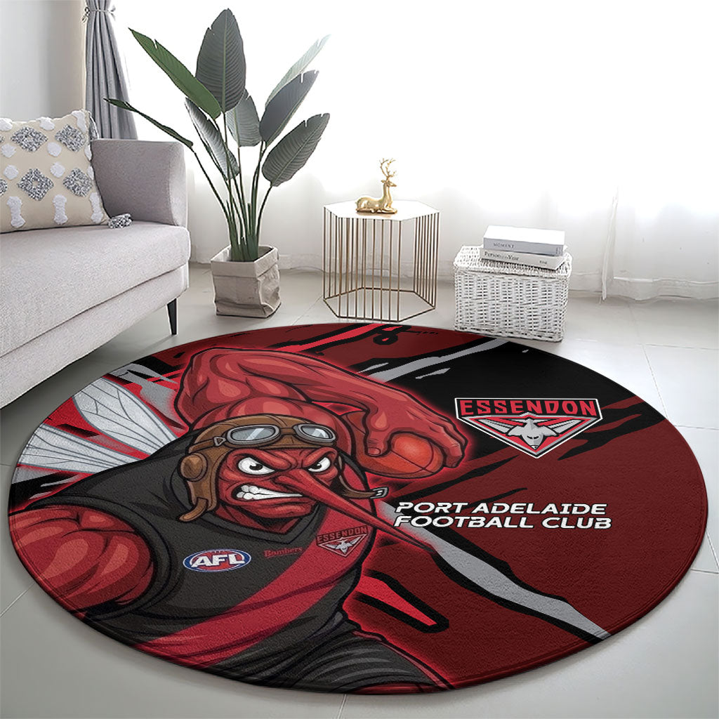 Essendon Football Club Round Carpet Bombers Muscular Mascot Graphic - Abstract Paint Splatter Art