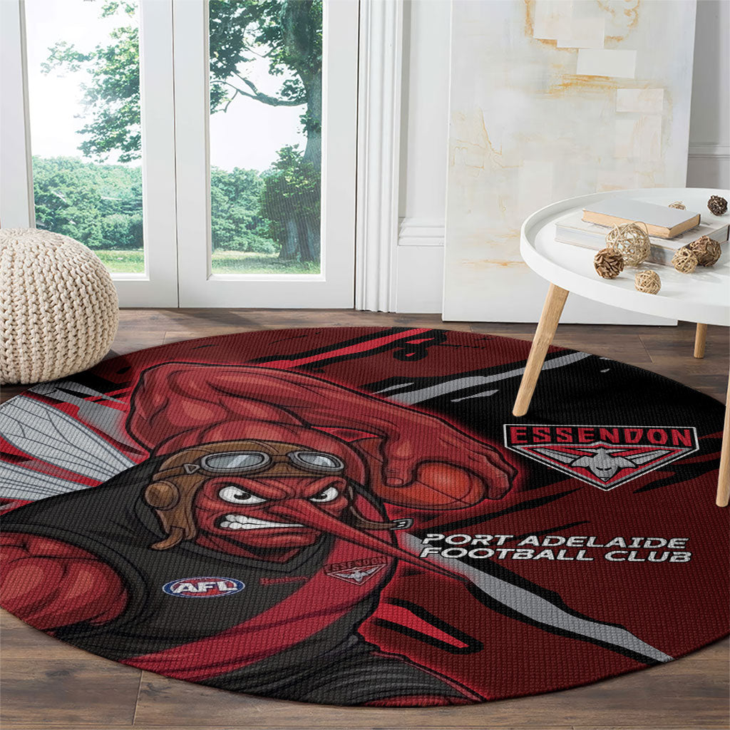 Essendon Football Club Round Carpet Bombers Muscular Mascot Graphic - Abstract Paint Splatter Art